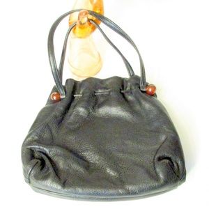 Vintage Soft Leather Bag Purse Bakelite Detail